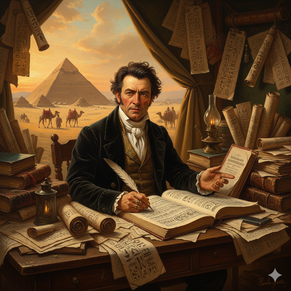 Champollion was passionate about deciphering hieroglyphics.