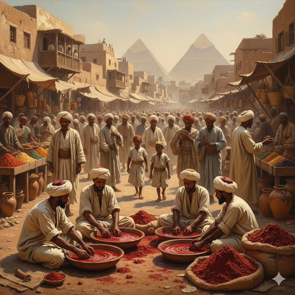 かつてのカイロの市場では、赤オーカーの塗料は普通に売られていた。