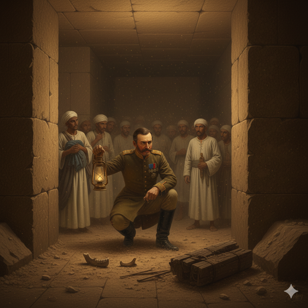 Weiss discovers human bones and fragments of a wooden coffin inside Menkaure's pyramid.