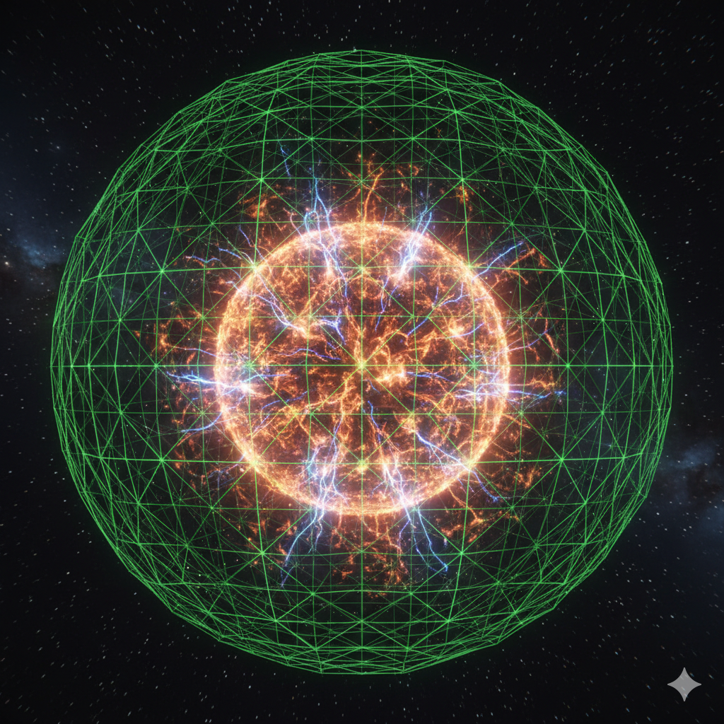 定常波のグリッドの中心に太陽が存在している
