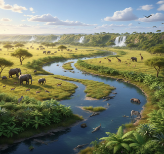 12900年前のエジプトの風景。緑に覆われていた。